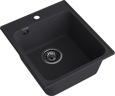 Кухонная мойка GRANFEST QUARZ Z-17 черный + сифон