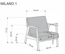 Кресло HALMAR MILANO 1S tap. Castel 15 бежевый/орех