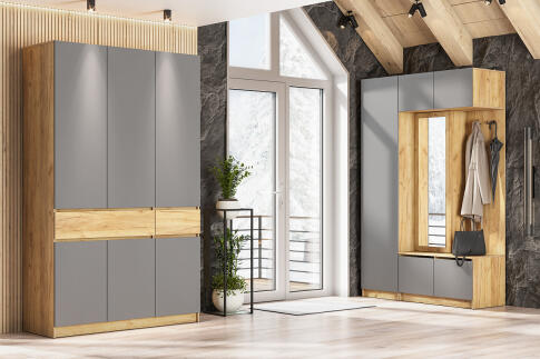 Пенал NN Мебель (МС Авиньон К) Дуб Крафт Золотой/Графит серый