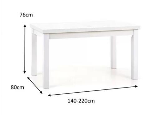 Стол обеденный HALMAR TIAGO 2 белый/белый 140-220/80