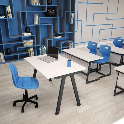 Стол Sheffilton SHT-TU92/TT 120/80 ЛДСП белый шагрень/антрацит