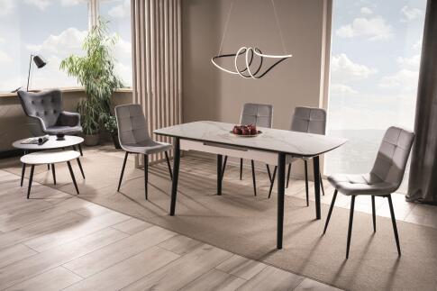 Стол обеденный SIGNAL APOLLO белый мат/черный 120-160/80