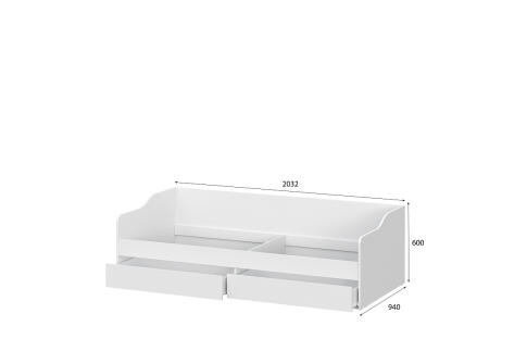 Кровать-диван NN Мебель КР 2 Белый текстурный, универсальная 90х200