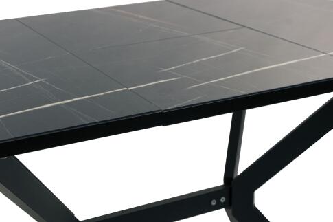 Стол ВВР Миллер Мрамор черный 3/черный №7, стекло 120-160/80