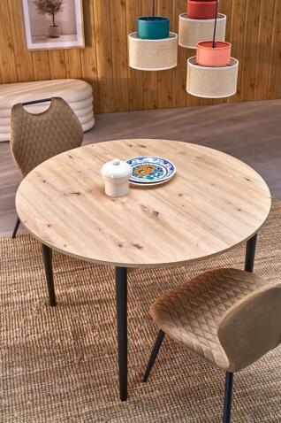 Стол обеденный HALMAR PIVOT дуб артизан/черный 102-142/102