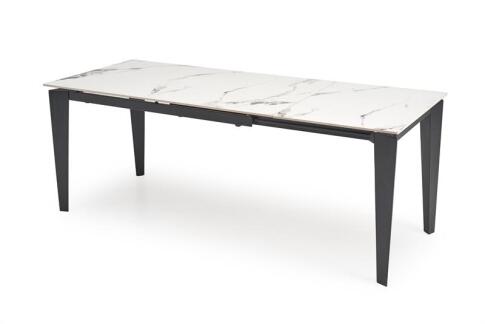 Стол обеденный HALMAR FELIX белый мрамор/черный 141-201/81