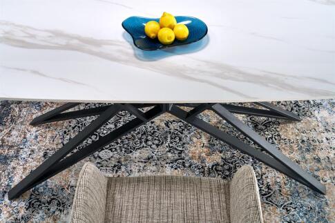 Стол обеденный HALMAR ALFREDO белый мрамор/черный 160-240/91