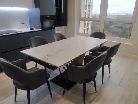 Стол обеденный SIGNAL GENESIS белый/дуб 180-240/90