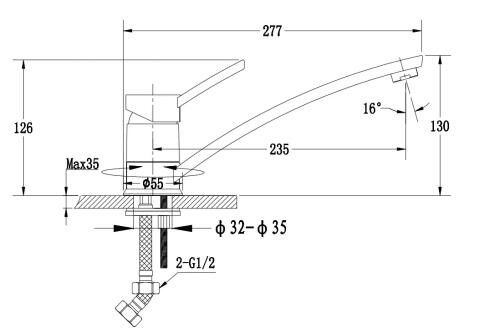 Смеситель для кухни GRANFEST 1724 серый