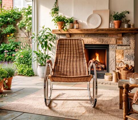 Кресло-качалка HALMAR BEN коричневый микс/хром