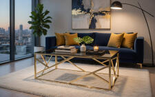 Стол журнальный SIGNAL ESCADA A дымчатый/золотой, 120/60/40