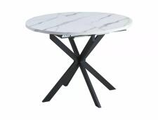 Стол обеденный SIGNAL GASTON белый мрамор/черный мат 100-135/100
