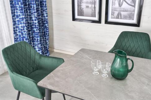 Стол обеденный HALMAR CHARLES серый мрамор/черный 180-260/90