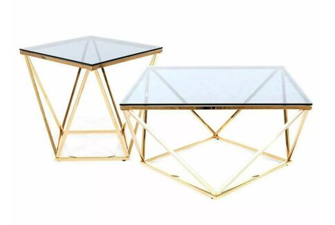 Стол журнальный SIGNAL SILVER A дымчатый/золотой, 80/80