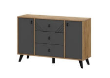 Комод NN Мебель (МС Байкал К) Дуб Золотой/Графит, 3 ящика 2 створки