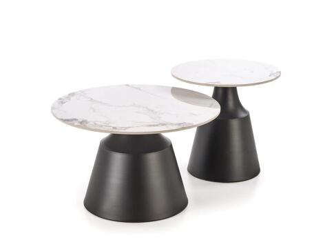 Комплект HALMAR MAGNETA (2 стола журнальных) белый мрамор/черный