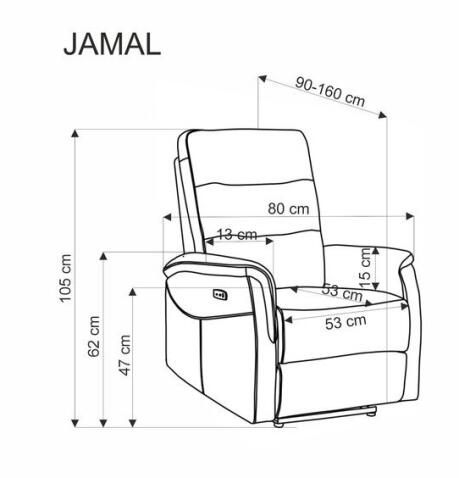 Кресло HALMAR JAMAL раскладное, серый
