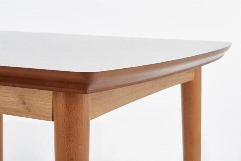 Стол обеденный HALMAR BARRET белый матовый/дуб лефкас 90-190/80