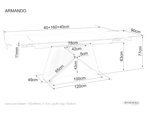 Стол обеденный SIGNAL ARMANDO черный/черный 160-240/90
