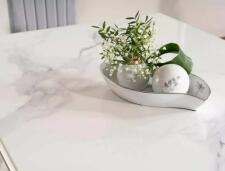 Стол обеденный SIGNAL PRINCE Ceramic Calacatta белый/хром 150/90