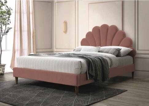 Кровать SIGNAL SANTANA Velvet Bluvel 52 античный розовый/дуб 160/200