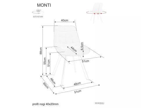Стул SIGNAL MONTI Velvet Bluvel 68 карри/черный, поворотный
