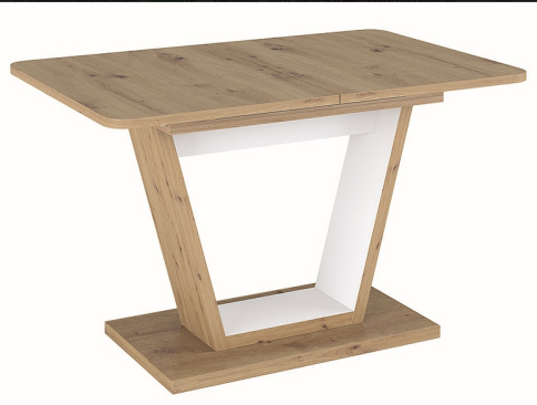 Стол обеденный SIGNAL NIGEL дуб артизан/белый мат 120-160/80