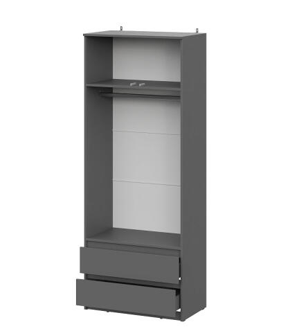 Шкаф NN Мебель (МС Денвер К) Серия 2 Графит серый, двухстворчатый с 2 ящ.