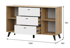 Комод SV-МЕБЕЛЬ (МС Милан К) Дуб Золотой/Белый матовый, 3 ящ. 2 ств.