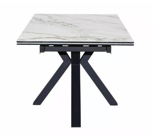 Стол обеденный SIGNAL COLUMBUS Amber Bianco белый/черный 160-240/90