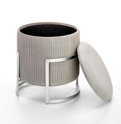 Пуф HALMAR CRICKET светло-серый/хром