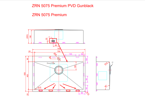 Мойка ZORG ZRN 5075 PREMIUM PVD Gunblack