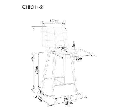 Стул барный SIGNAL CHIC H-2 Velvet Bluvel 19 черный/черный