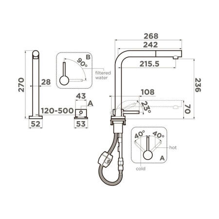 Смеситель для кухни Omoikiri Nara 2 Plus-S-GB графит