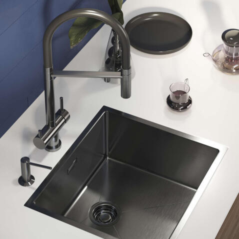 Кухонная мойка из нержавейки Omoikiri Taki 49-U/IF-GM вороненая сталь