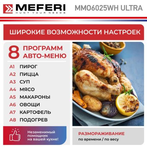 Микроволновая печь MEFERI MMO6025WH ULTRA
