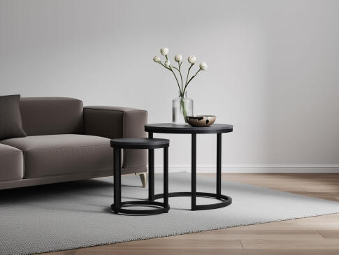 Комплект SIGNAL HOLA (2 стола журнальных) черный мрамор/черный