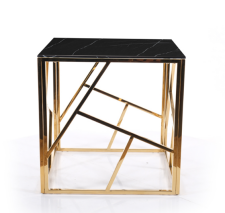 Стол журнальный SIGNAL ESCADA B II эффект черного мрамора/золотой, 55/55/55