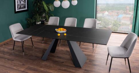 Стол обеденный SIGNAL SALVADORE Ceramic Sahara Noir черный/черный мат 160-240/90