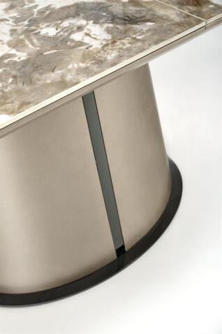 Стол обеденный HALMAR ROBINSON бежевый мрамор/капучино/черный 160-200/90