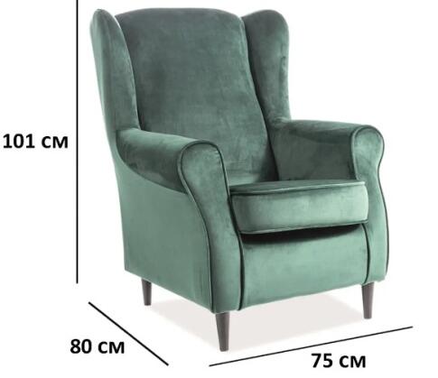 Кресло SIGNAL BARON Velvet Bluvel 78 зеленый/венге