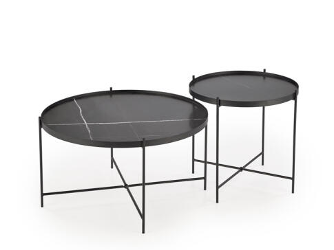 Комплект HALMAR JULIETA (2 стола журнальных) черный мрамор/черный