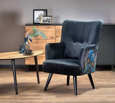 Кресло HALMAR PAGONI Bluvel 19 черный/черный