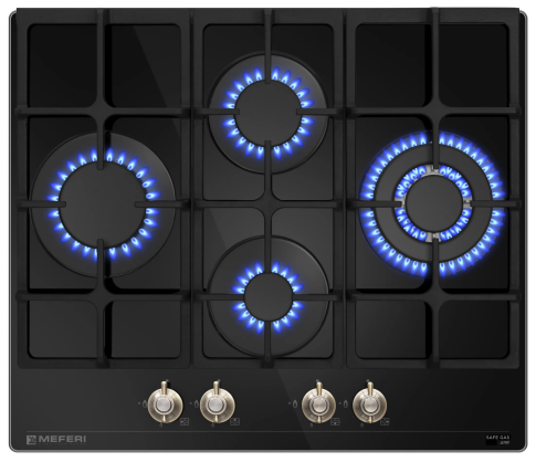 Варочная панель газовая MEFERI MGH604BK GLASS RETRO