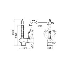 Смеситель для кухни Omoikiri Kyoto AB античная латунь