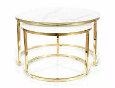 Комплект SIGNAL MUSE II (2 стола журнальных) эффект белого мрамора/золотой