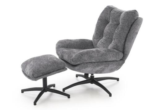 Комплект HALMAR PESTO (кресло+подставка для ног) серый