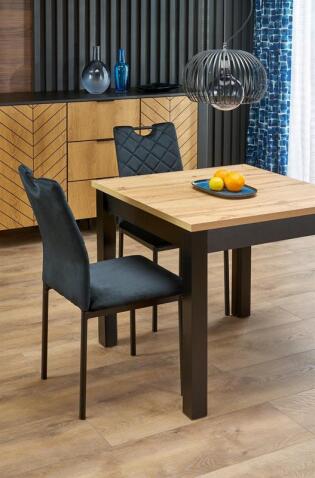 Стол обеденный HALMAR QUBIK дуб артизан/черный 80-200/80