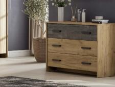 Комод NN Мебель МСП 1 Серия 2 Дуб золотой/Камень темный, 3 ящ.