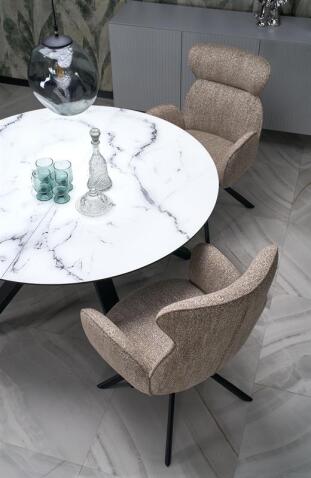 Стол обеденный HALMAR VERTIGO белый мрамор/черный 130-180/130